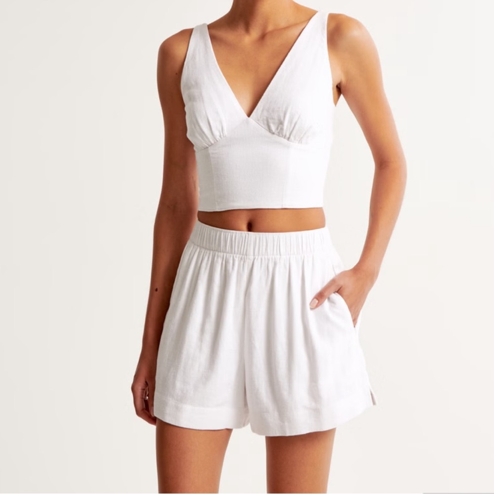 Abercrombie & Fitch white linen shorts M